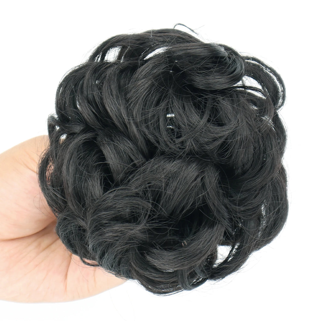 Synthetic Chignon Messy Bun Claw Clip in Hair Piece Wavy Curly Hair Bun Ponytail Extensions Scrunchie Hairpieces for Women