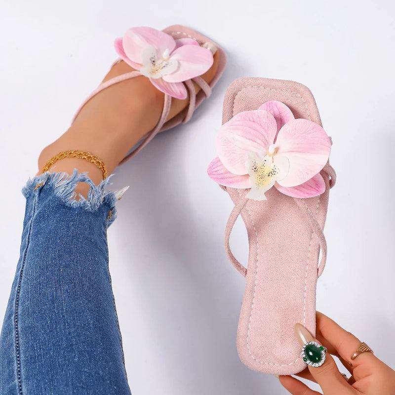 New Women Slip On Flower Slippers Comfort Daily Soft Sole Beach Vacation Slides 2026 Summer Ladies Concise Walking Shoes