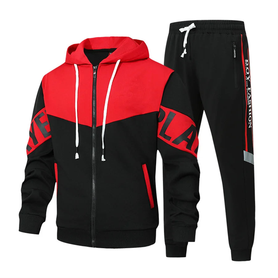 2026 New Men's Zipper Cardigan and Pants High-end 2 Piece Set Casual Sportswear Spring Autumn Printed Tracksuit Hooded Clothes