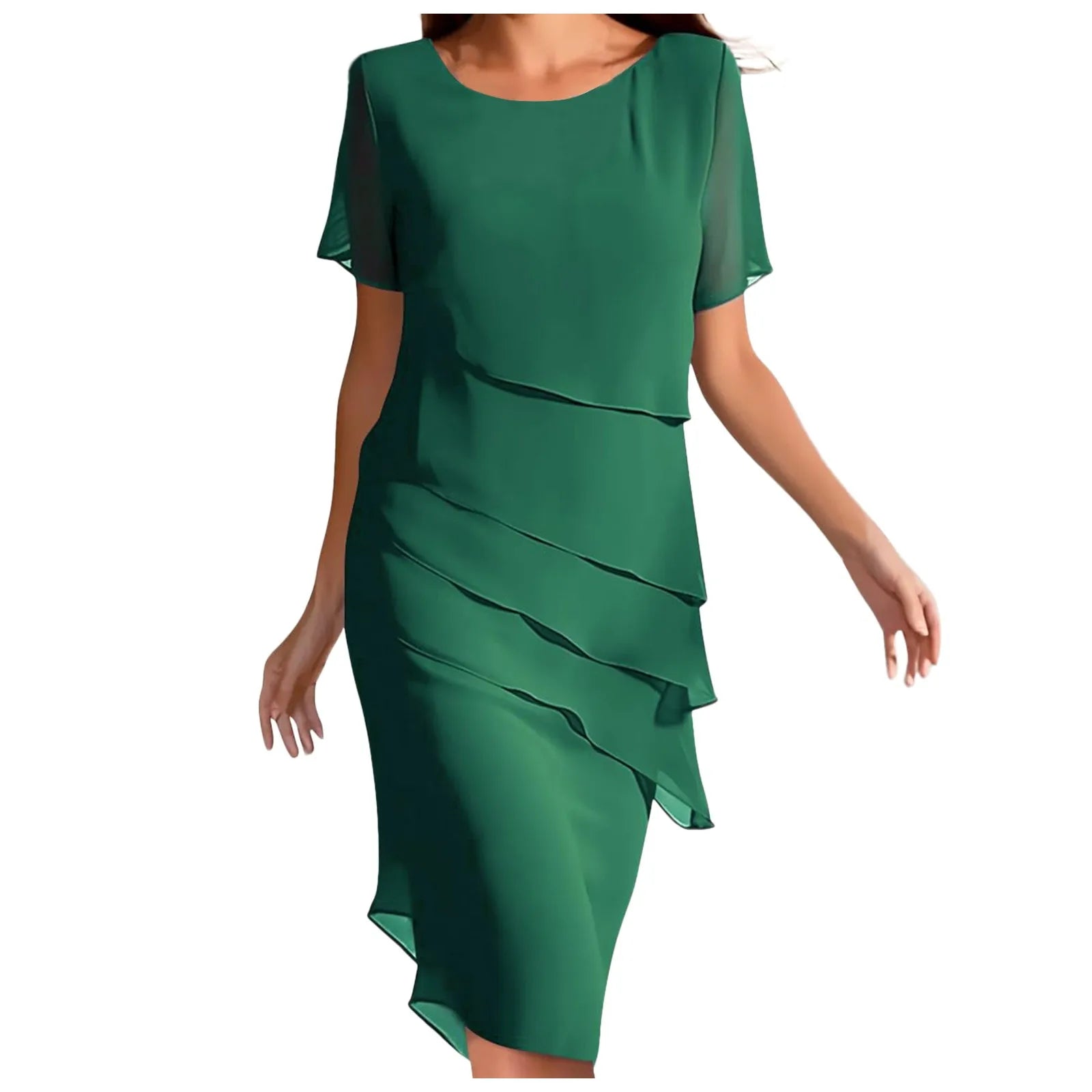 Luxury Women'S Elegant Dress Outfits Women'S Summer Dress Patchwork Chiffon Round Neck Short Vestidos De Fiesta Elegantes 2024
