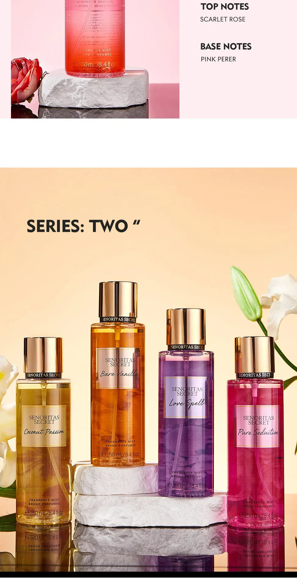 Body Spray Women's  Fragrance Floral and Fruit Tone Lasting Fragrance Thailand's 250ml