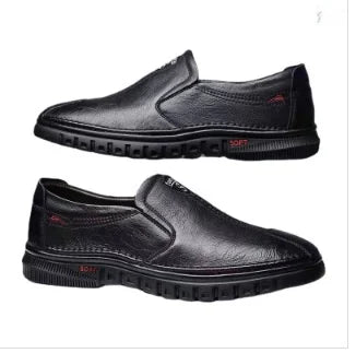 Men's Casual Breathable Leather Surface Shoes Soft Bottom Fashion Business Shoes for Middle-Aged And Elderly Fathers
