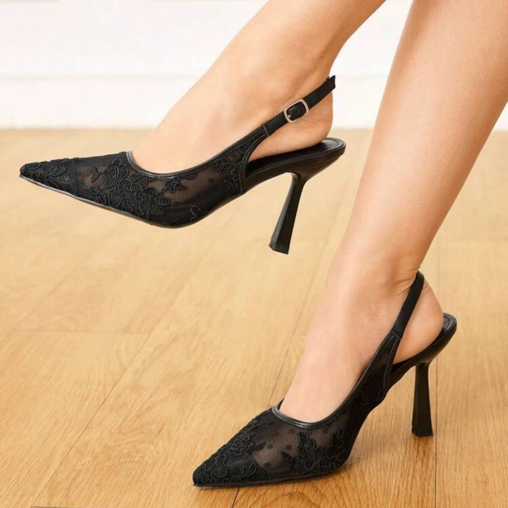 2026 Summer New Fashion High Heel Shoes Women  Pointed Toe Shoes Dresses Sandals Women Elegant Sex Appeal Lace Sandal 6643