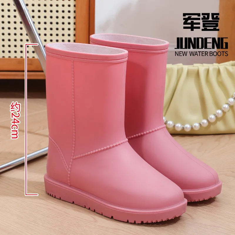 2025 New Women's Fashionable Low-Cut Soft-Soled Anti-Slip Rain Boots Waterproof Comfortable PVC Material for All Seasons