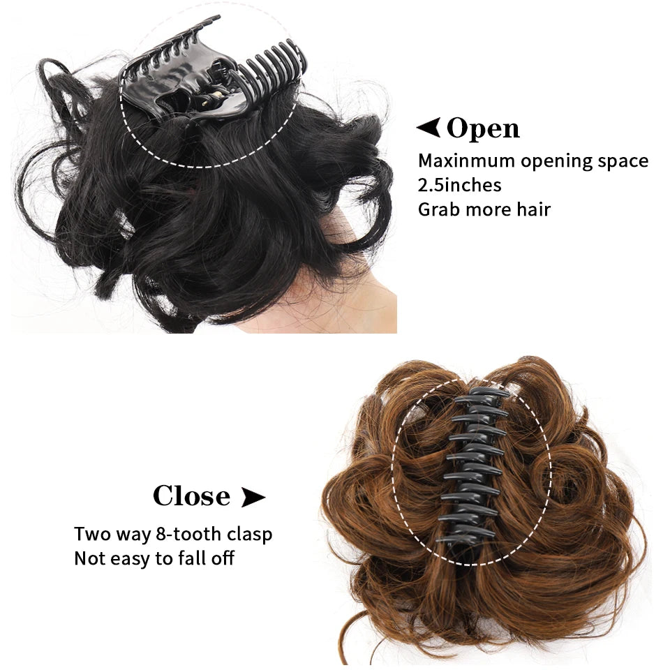 HUAYA Synthetic Messy Curly Claw Hair Bun Chignon Hair Extensions Scrunchy Fake False Hair With Tail for Women Hairpieces