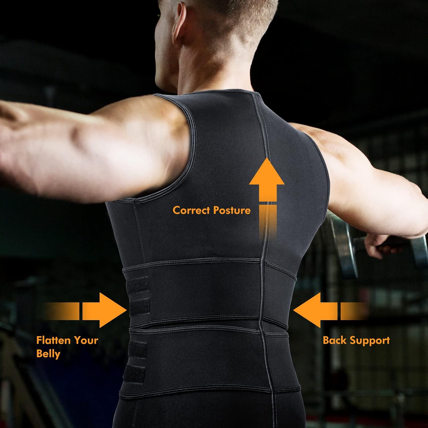 Sauna Vest Waist Trainer for Men Sauna Suit Double Sweat Belt Body Shaper for Gym Workout Exercise Zipper Tank Top Shapewear