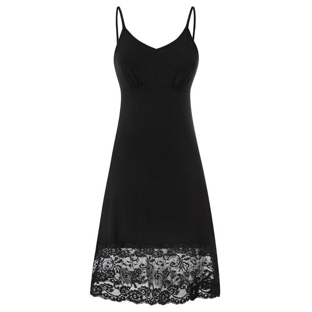 Belle Poque Women Dresses Lace Hem Full Slip Dress Spaghetti Straps V-Neck Hips-Wrapped Fashion Casual Summer Dresses Mini Lady