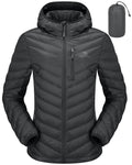 CAMEL CROWN Womens Down Jackets Lightweight Puffer Jackets Packable Quilted Winter Coat Hooded Outerwear With Chest Pocket Grey 2XL