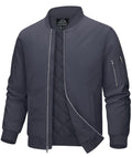 MAGCOMSEN Mens Bomber Jackets Quilted Windbreaker Jackets Fall Fashion Winter Varsity Jacket Zipper Thermal Golf Jacket Outwear Dark Grey L