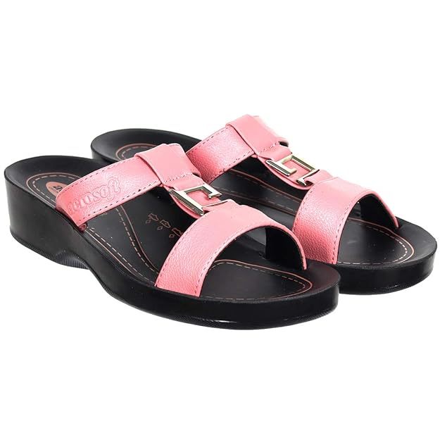 Women's Buckle Design FLIP-Flops (Size-UK-6) (Color-PINK)
