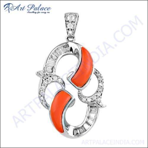 Hot Selling Coral CZ Gemstone Silver Pendant - Best Deals & Reviews