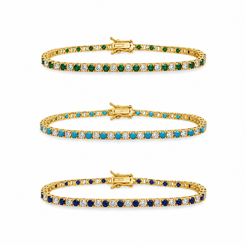 3mm CZ Tennis Bracelet – Color Stone & Clear Bezel Bracelet