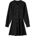 Solid Pure High Waist Casual Knit Women Mini Dress,Spring ELF Vintage Chic Button Korean Female Party Dresses