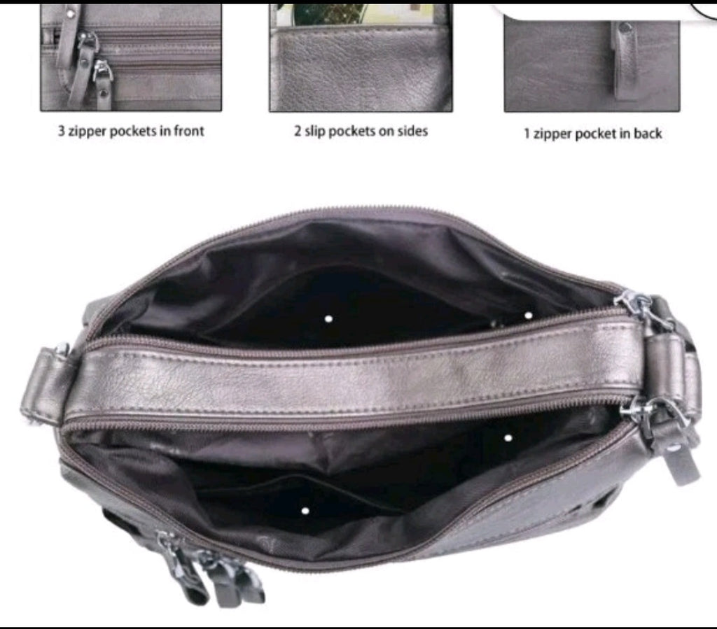 10 Pockets Crossbody Purses for Women Medium Pocketbooks Lightweight Ladies Satc