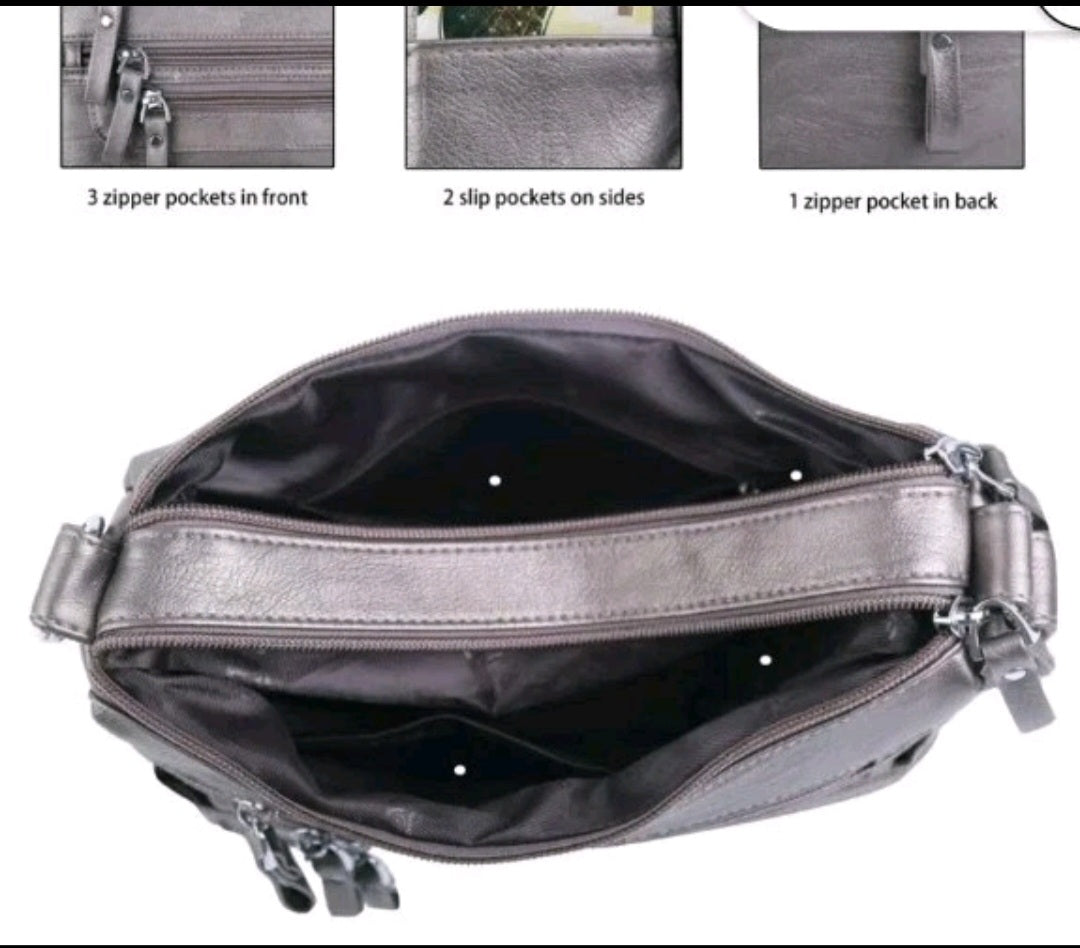 10 Pockets Crossbody Purses for Women Medium Pocketbooks Lightweight Ladies Satc