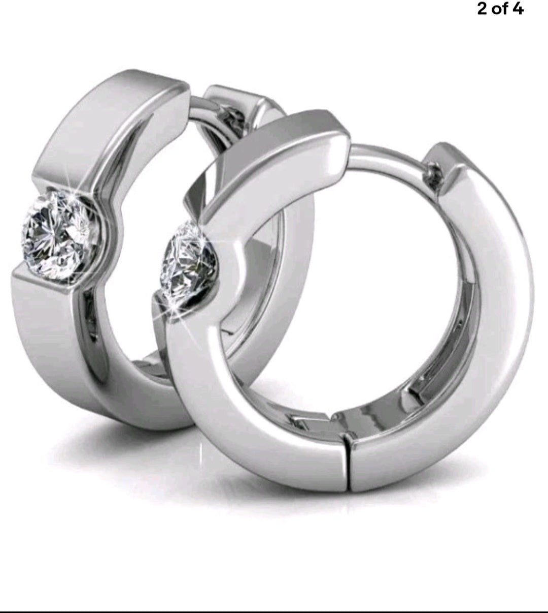 Cate & Chloe Charlie 18k White Gold Plated 14mm Hoop Earrings with  Crystal