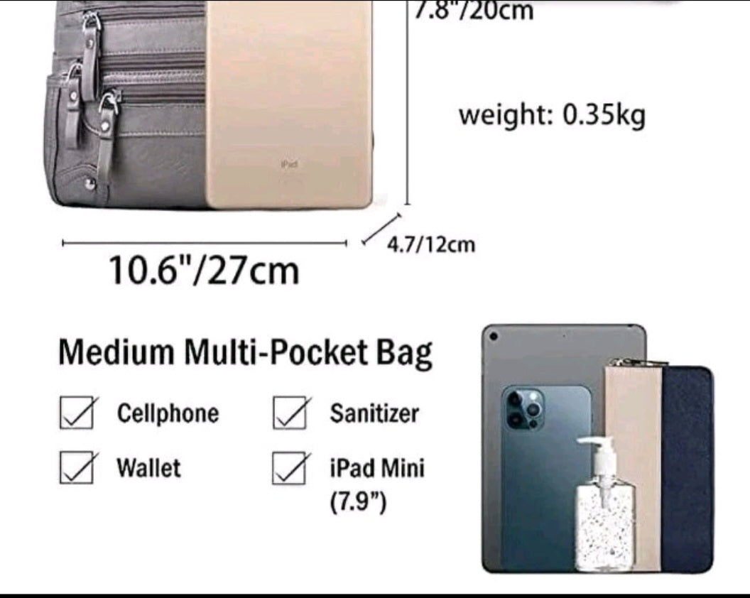 10 Pockets Crossbody Purses for Women Medium Pocketbooks Lightweight Ladies Satc
