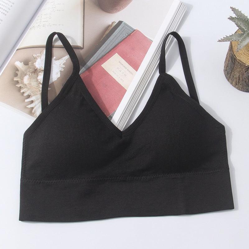 5-Piece Set of Sports Seamless Bras, Comfortable Wire-Free Bras, V-Neck Bandeau Spaghetti Strap Bras, Push-Up Bras / Underwear /
