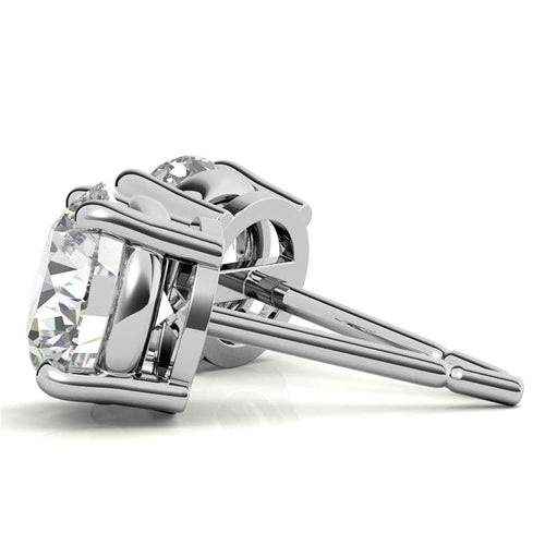 AGI Certified 6 CTW Lab Grown Diamond Stud Earrings in 14K White or Yellow Gold – G VS Round Cut